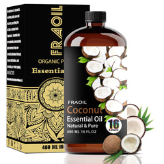 FraOil Coconut Essential Oil 16 oz bottle for diffusers and home aromatherapy.