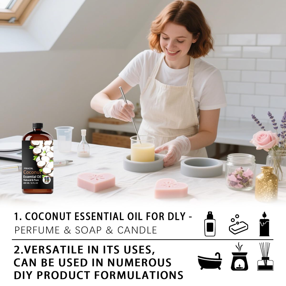 FraOil Coconut Essential Oil gift packaging, ideal for crafters and aroma lovers.