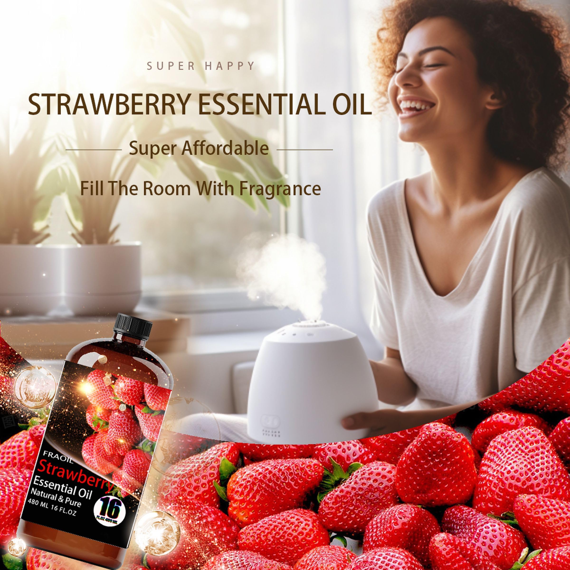 FRAOIL strawberry essential oil added to candles for natural fragrance.