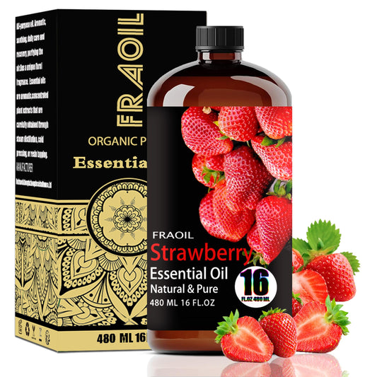 FRAOIL strawberry essential oil bottle in amber glass for diffusers.