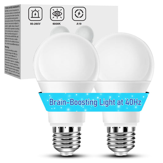 Free2Glow 40Hz therapy bulb emitting steady light for focus during reading