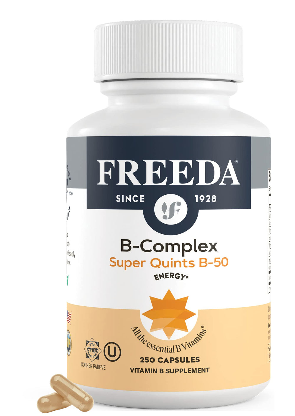 FREEDA B-Complex Capsules front view for daily energy support