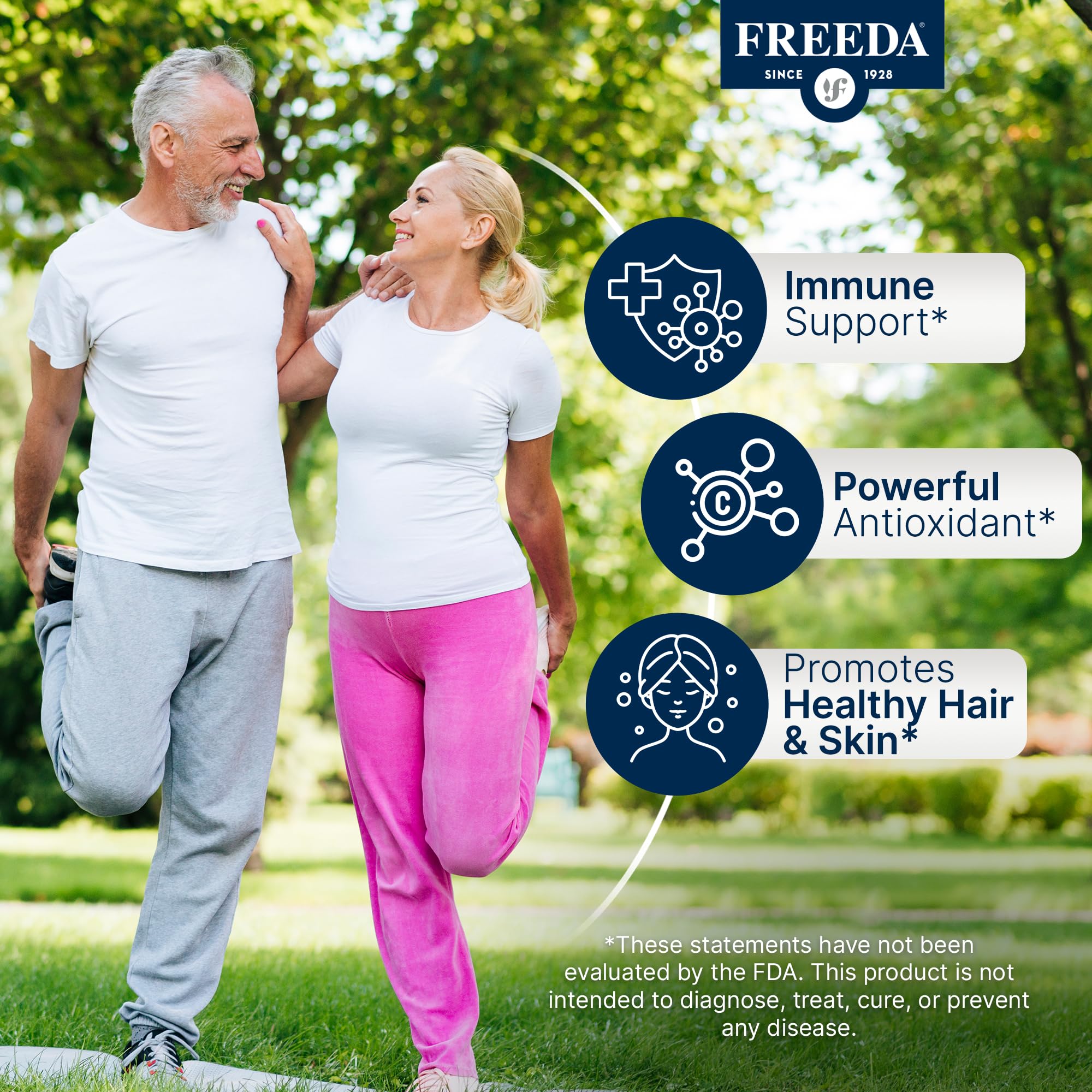 FREEDA Buffered Vitamin C Powder label closeup highlighting ingredients and kosher certification