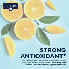 FREEDA Buffered Vitamin C Powder USA made badge indicating quality origin