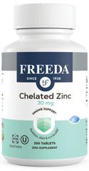 FREEDA Chelated Zinc 30mg bottle pouring for easy daily support