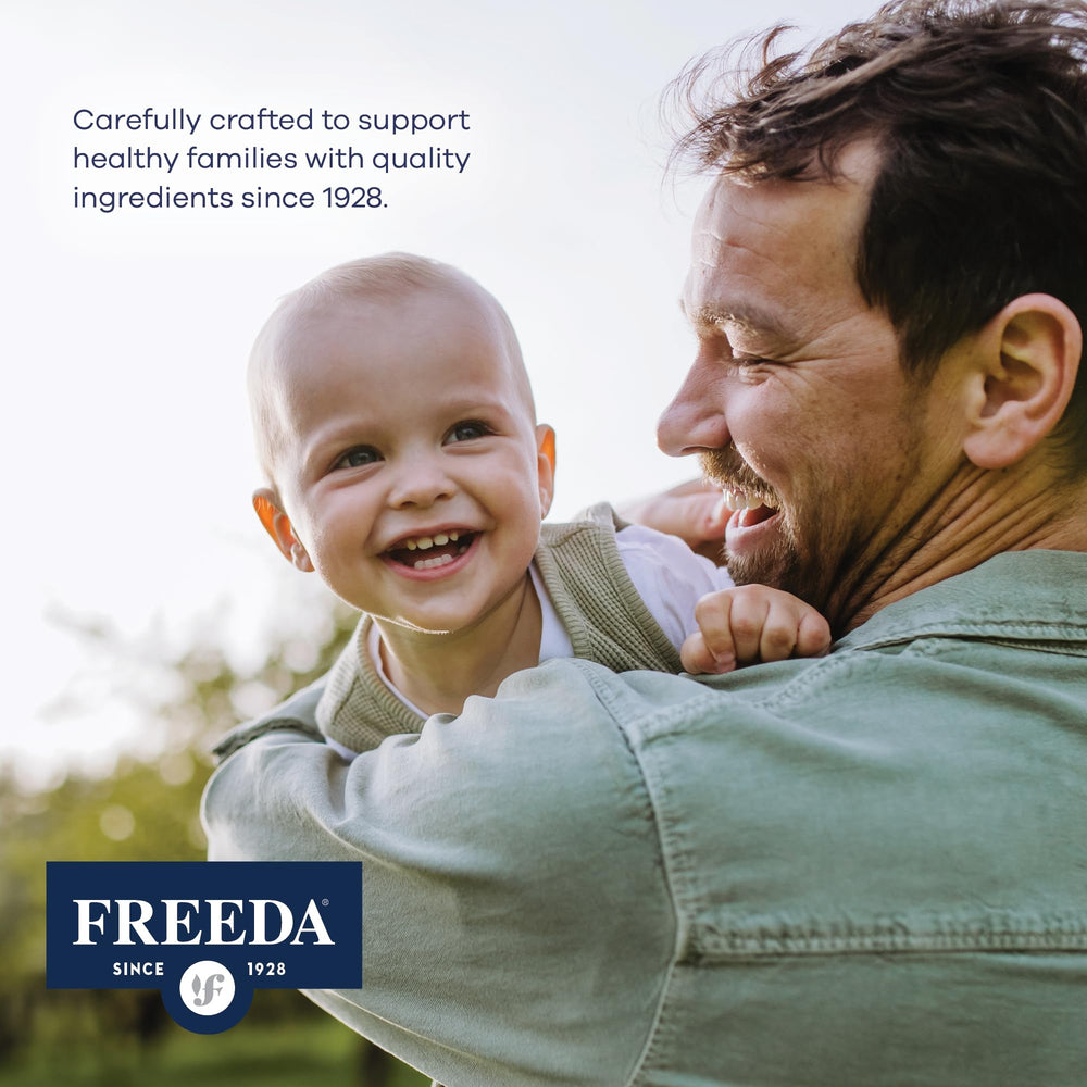Packaging with dosage card for Freeda CoQ10 100mg capsules.