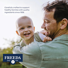 Packaging with dosage card for Freeda CoQ10 100mg capsules.