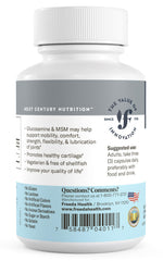 FREEDA Glucosamine MSM ingredients panel highlights MSM content.