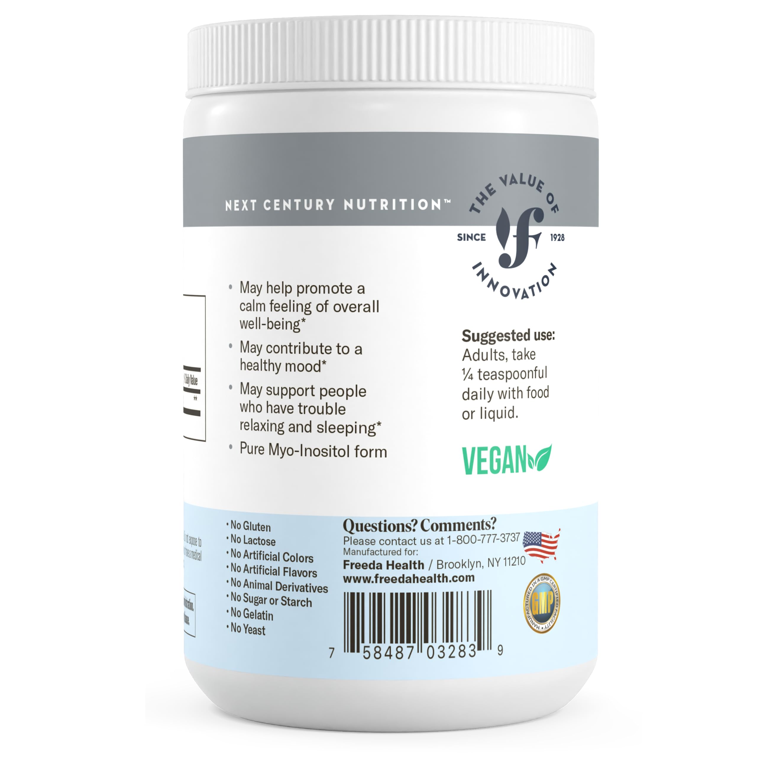 Freeda Myo-Inositol powder on kitchen counter for everyday use.