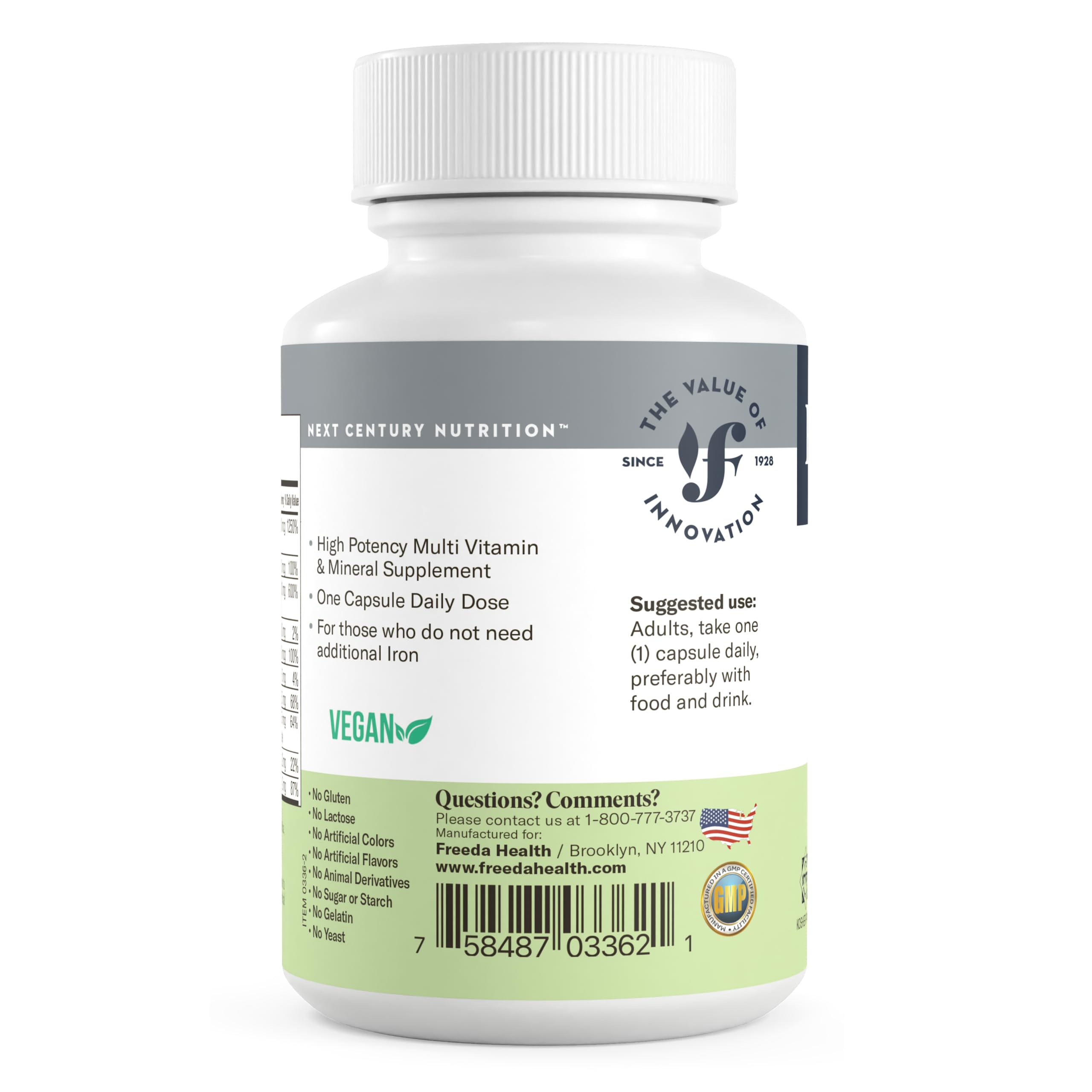 FREEDA One Daily Multivitamin unboxing video clip showing iron-free daily supplement.