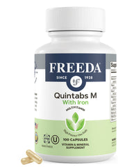 FREEDA Quintabs-M with Iron daily routine setup with multivitamin.