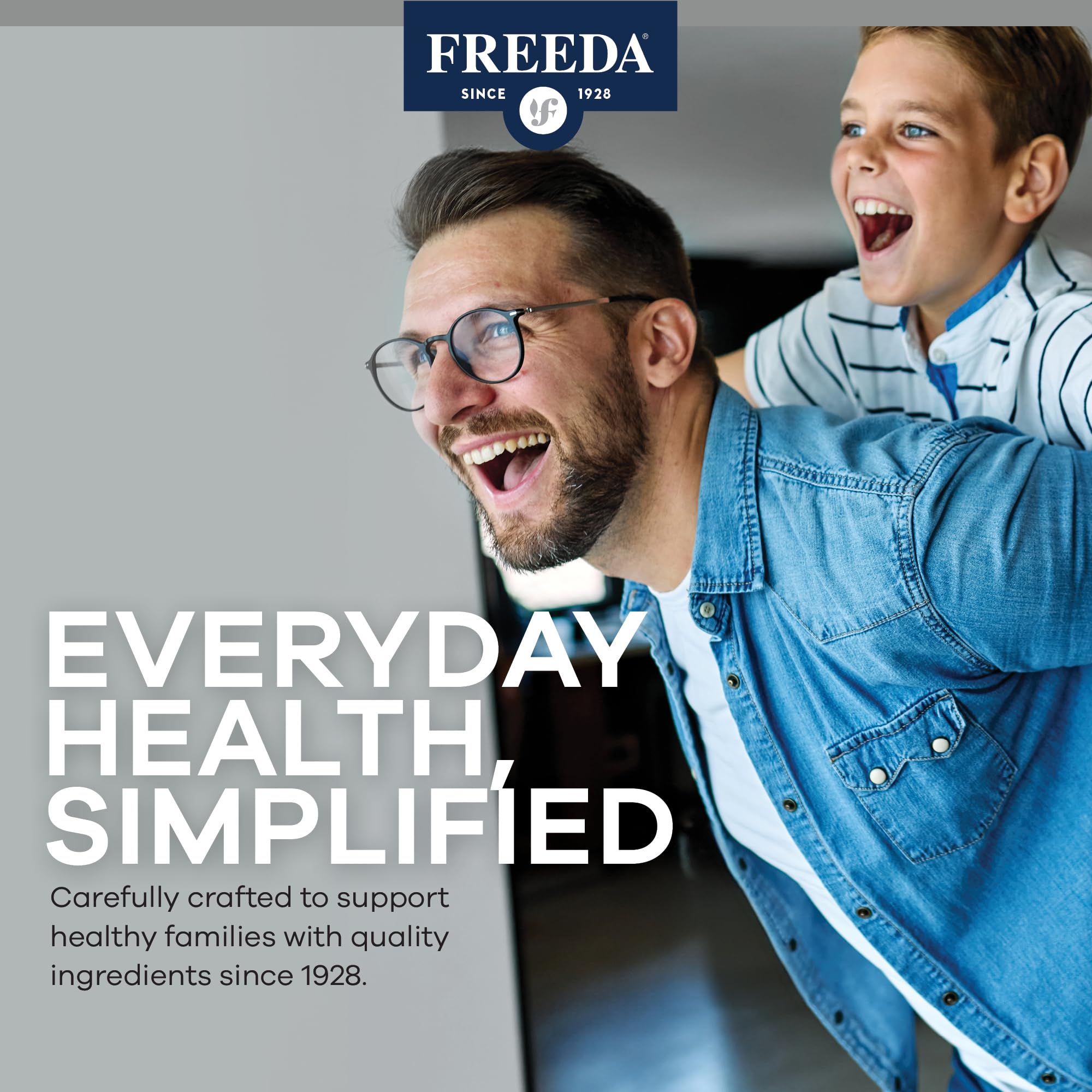 FREEDA SCD Multivitamin gluten-free stamp on packaging.
