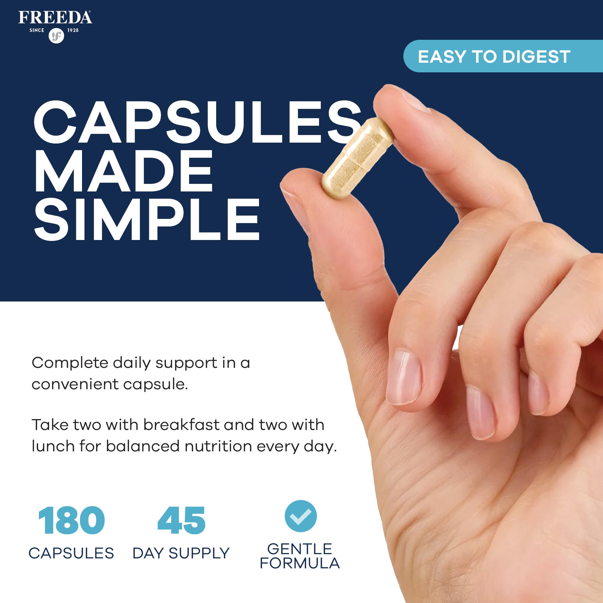 FREEDA SCD Multivitamin kosher certification stamp signaling trusted manufacturing.