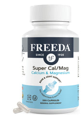 Freeda Super Cal/Mag bottle shown with a closed cap for daily bone support.