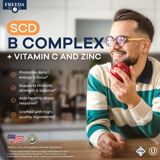 Freeda Vitamin B Complex capsules for a steady morning routine.