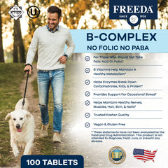 Freeda Vitamin B Complex label shows no folic acid and vegan formula