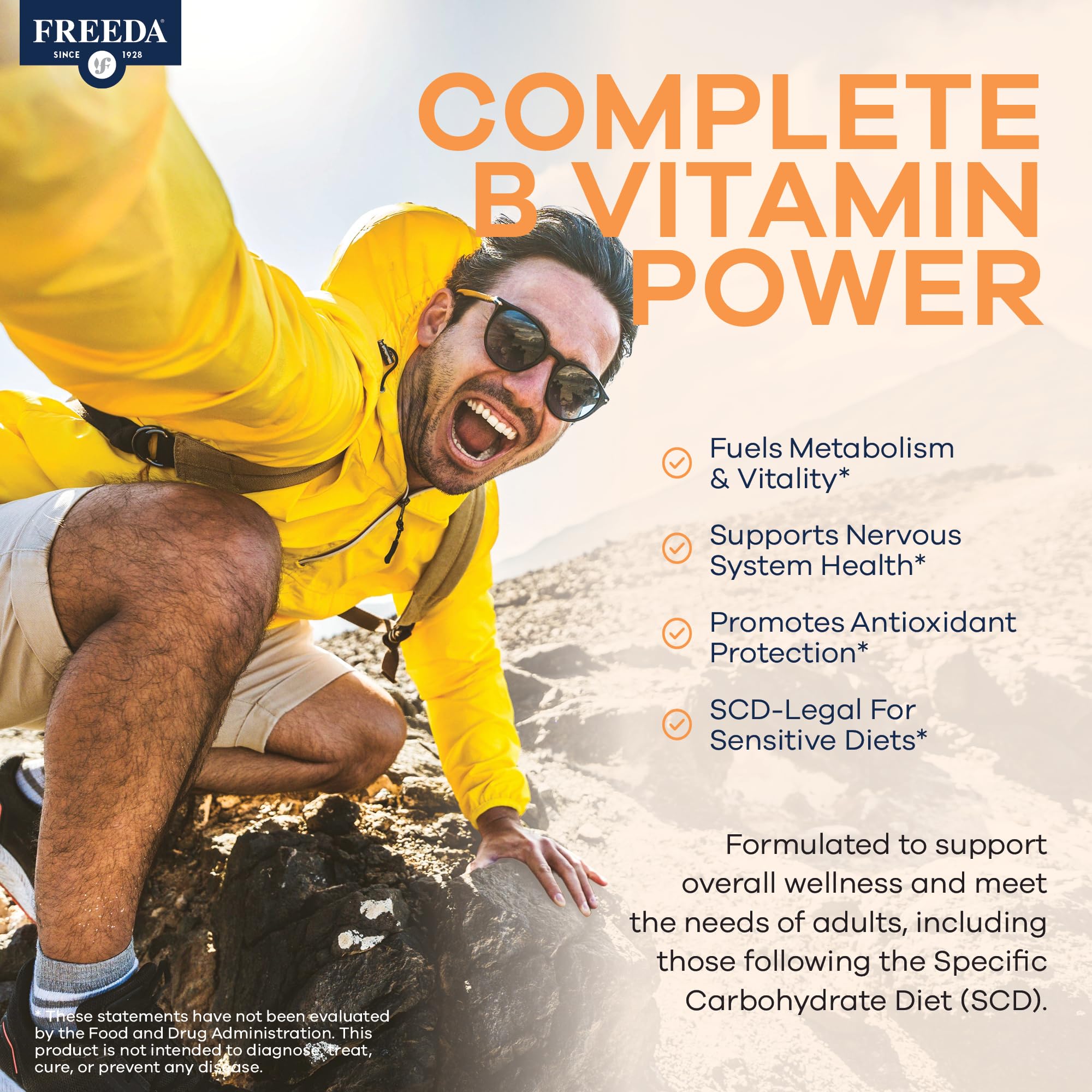 Freeda vegan and kosher formulation suitable for gentle digestion.