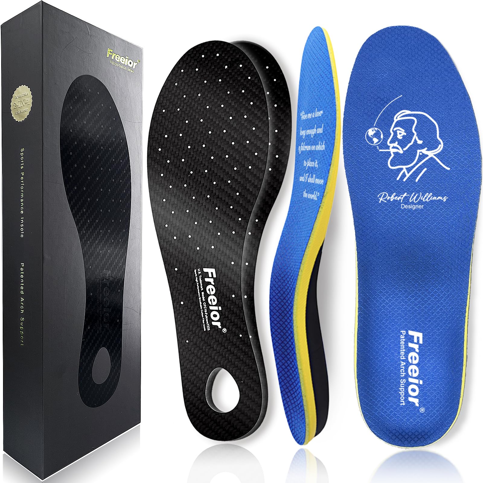 Freeior carbon fiber insole with arch support for explosive moves.