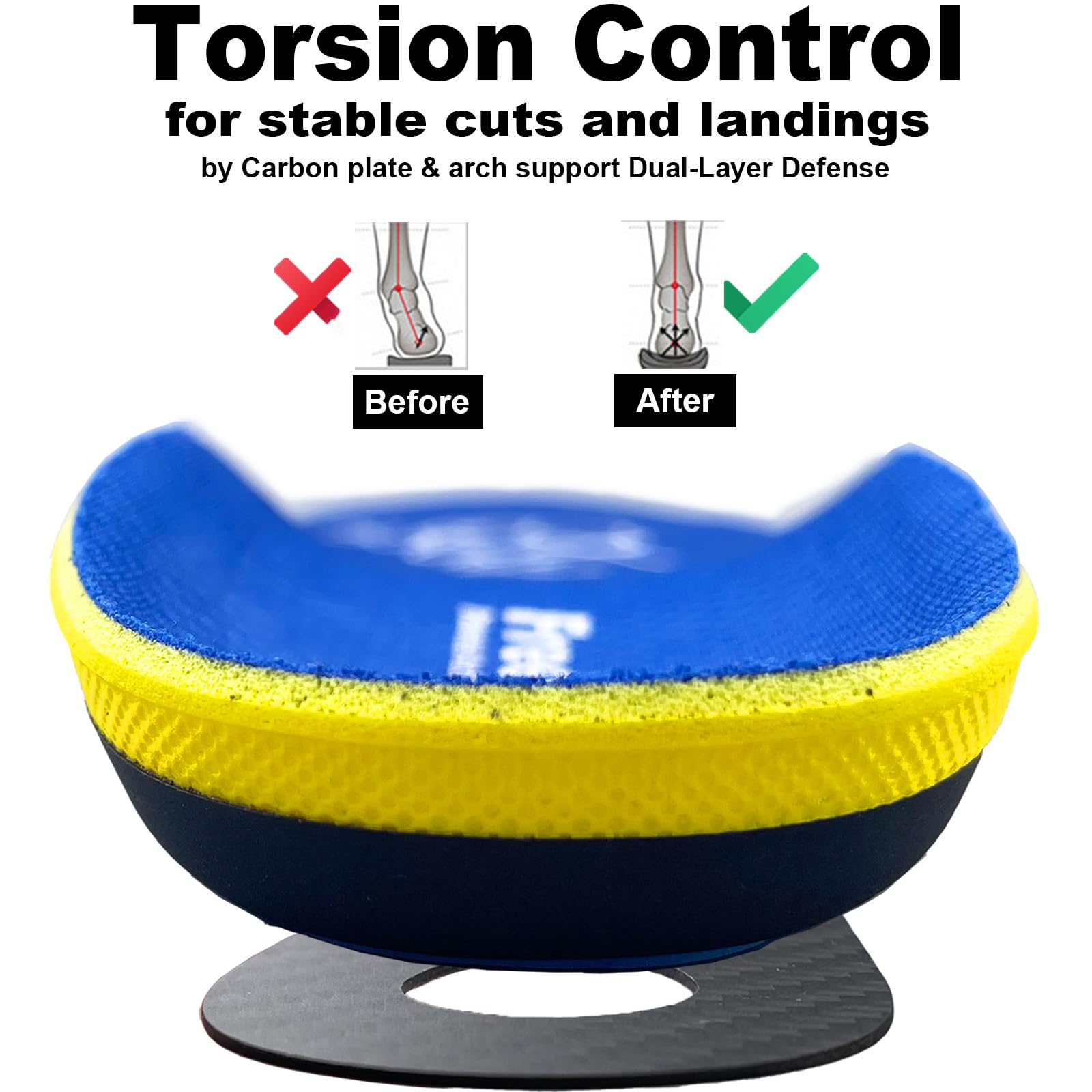Freeior carbon fiber insole arch support highlighting enhanced stability during quick cuts