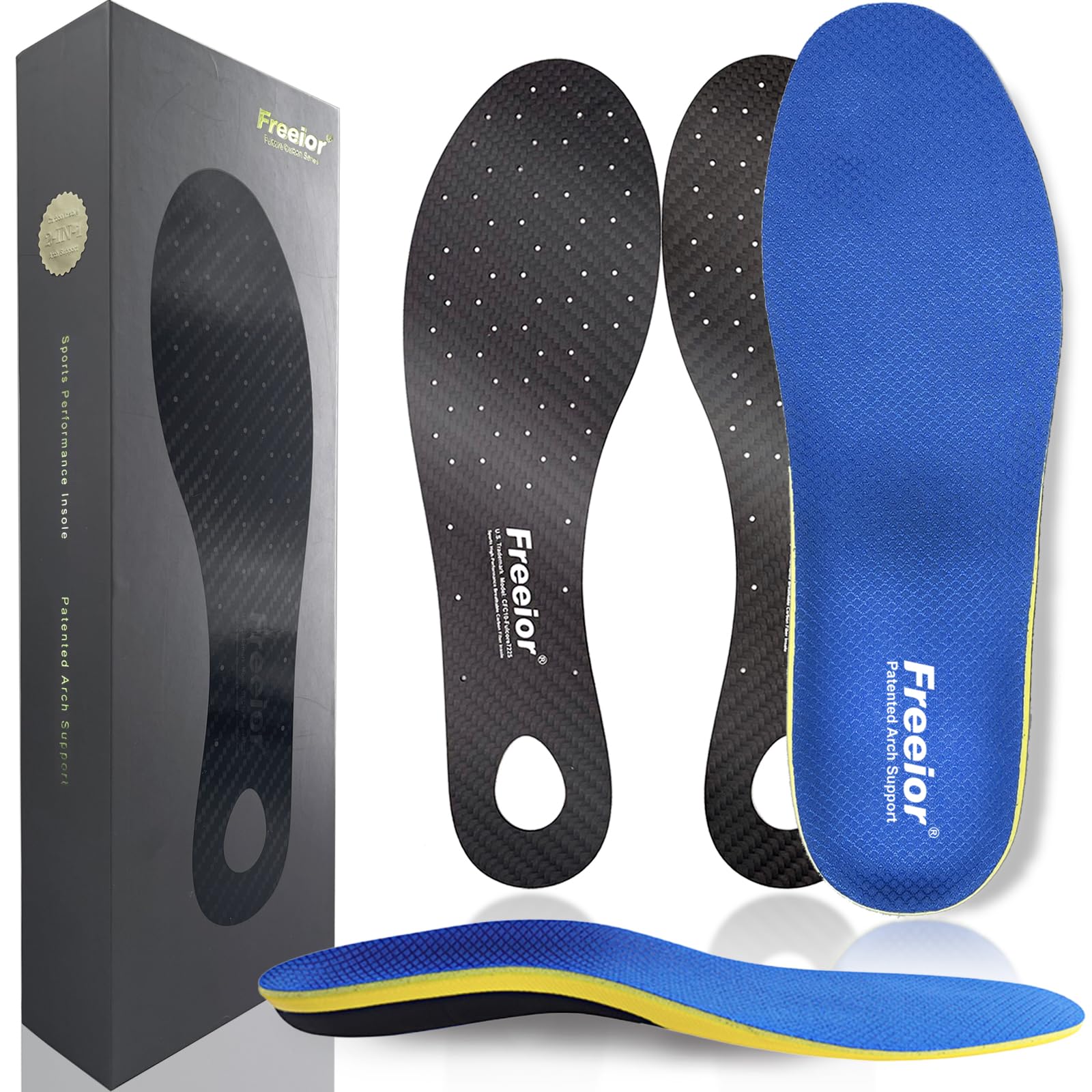 Freeior carbon fiber insole base showing rigid support for explosive moves