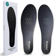 Freeior carbon fiber insole front view shows rigid support for toe injury relief.
