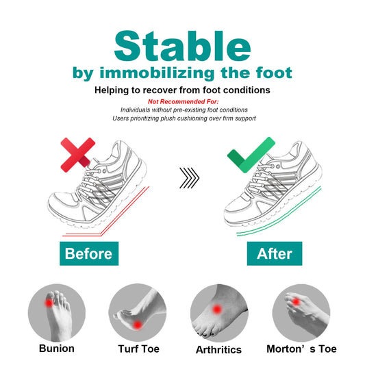 Freeior carbon fiber insole inside shoe demonstrates discreet, strong arch stabilization.