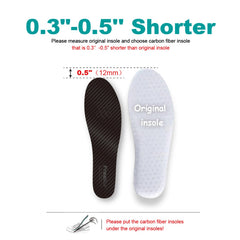 Freeior carbon fiber insole inside lace-up shoe with removable insoles.