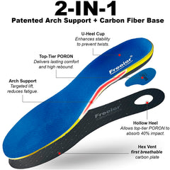 Freeior carbon fiber insole moisture management grid keeps feet drier during workouts