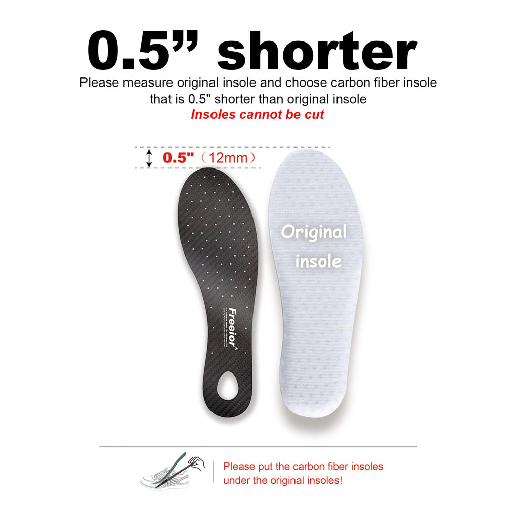Freeior carbon fiber insole for athletics fuels performance with light, protective rigidity.