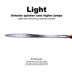 Freeior carbon fiber insert improves shoe rigidity and foot protection during hard landings.