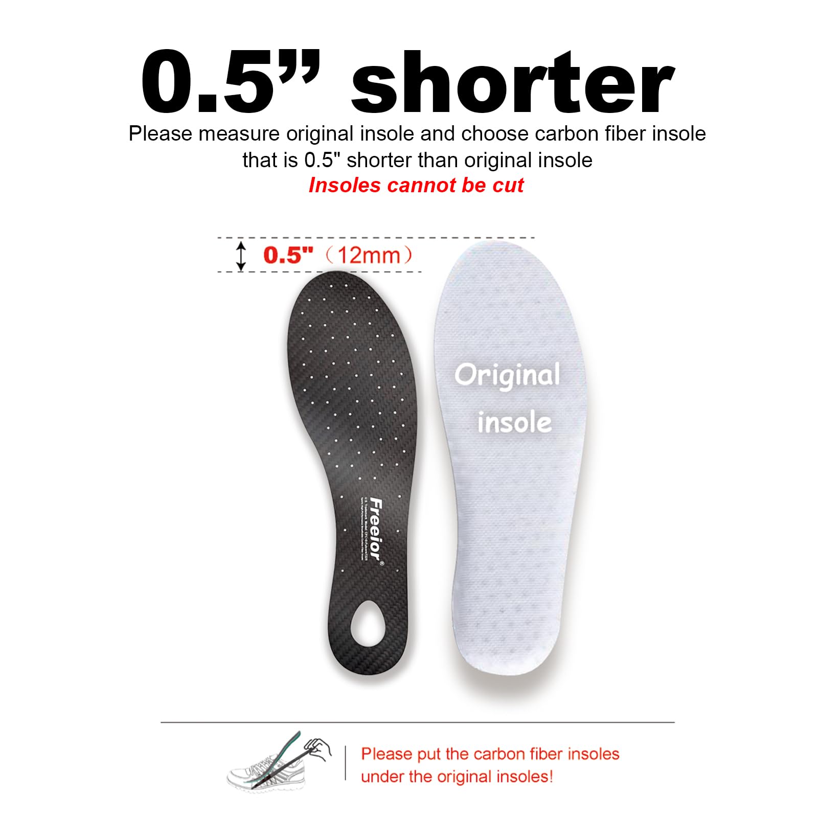 Freeior thin-profile insoles fit under cushion insoles for responsive landings