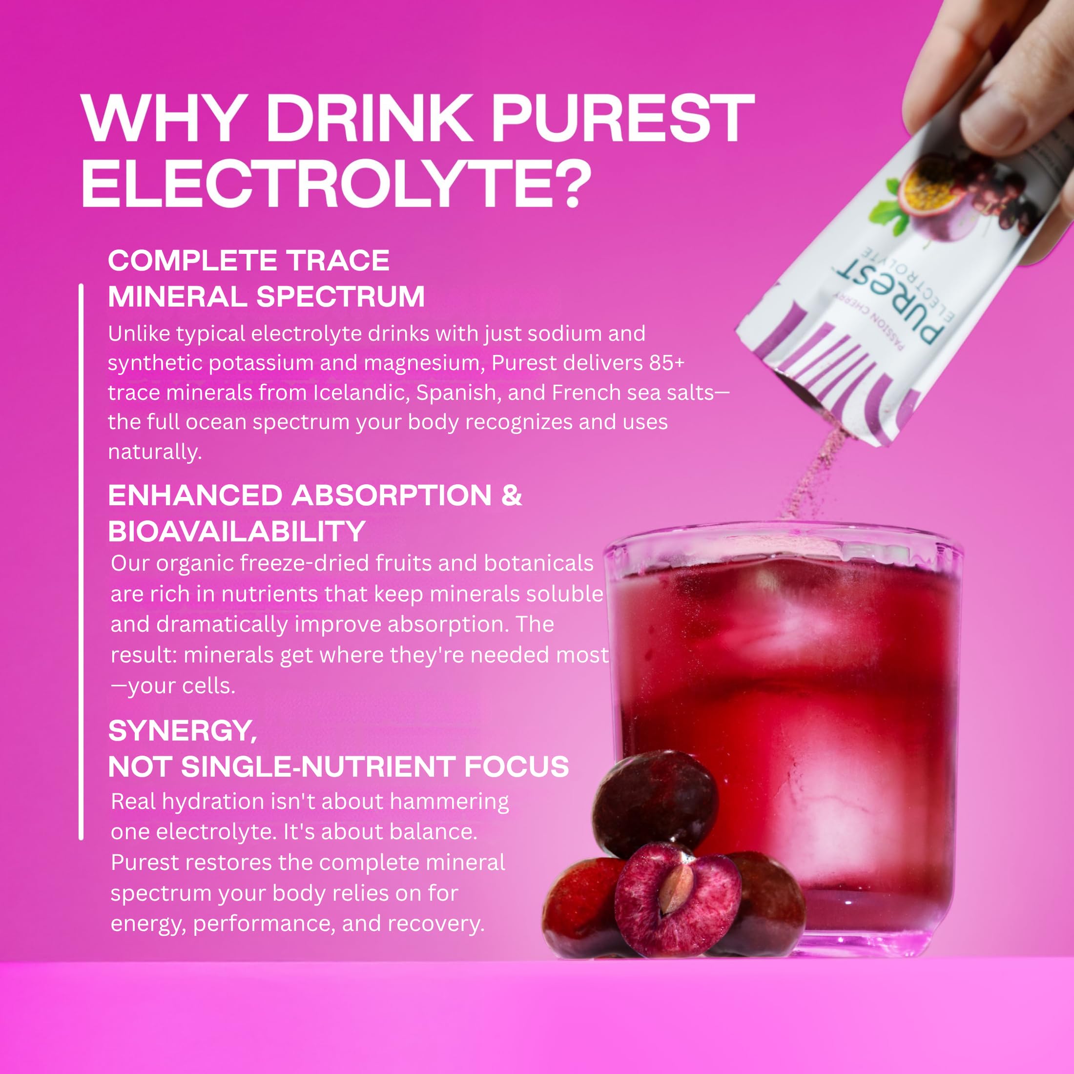 Freeze-dried fruit pieces in the electrolyte mix