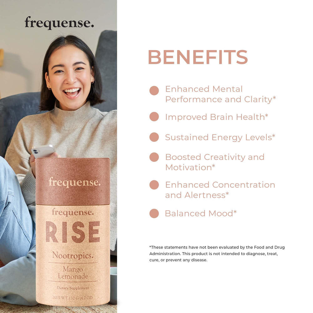 FREQUENSE Rise amino-acids blend indicating cognitive performance support.