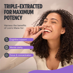 Triple-extraction process visual for FreshCap Lions Mane showing enhanced bioavailability