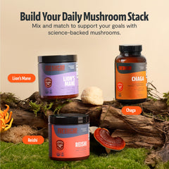 FreshCap Mushrooms Chaga capsules on shelf as a convenient wellness option