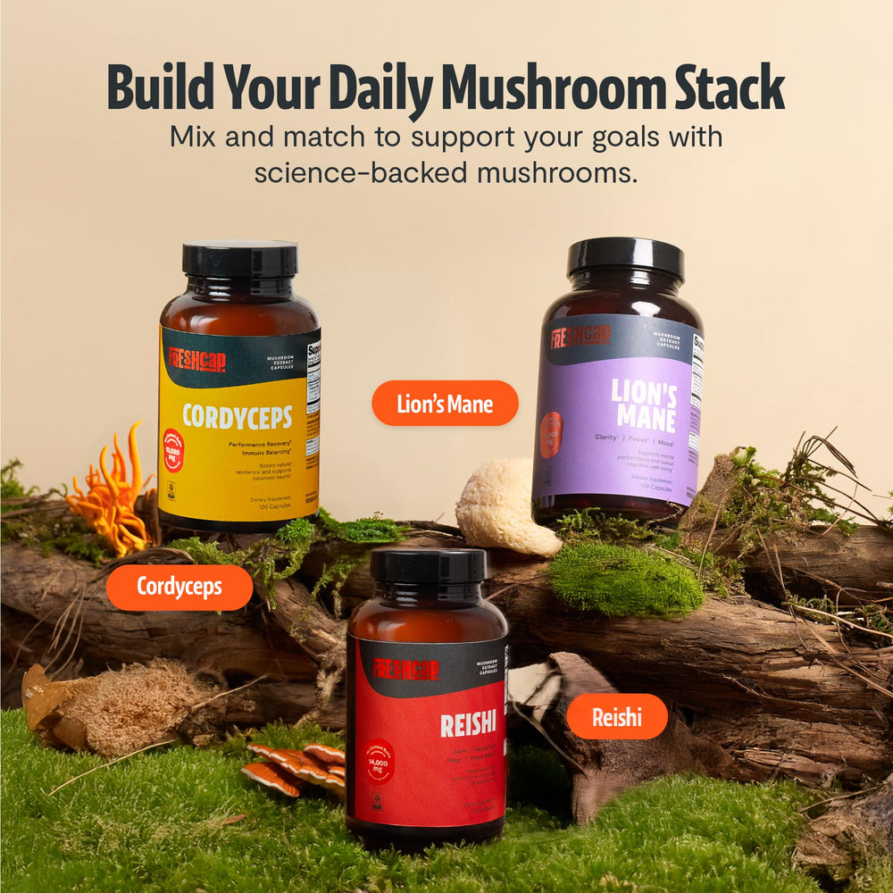 FreshCap Mushrooms Cordyceps capsules daily-use format supports consistency