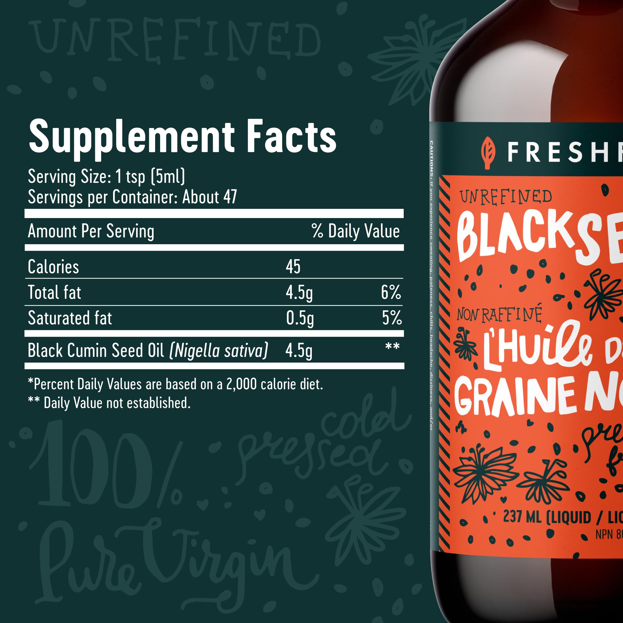 Lab-tested batch label beside Freshfield Black Seed Oil ensures consistency.