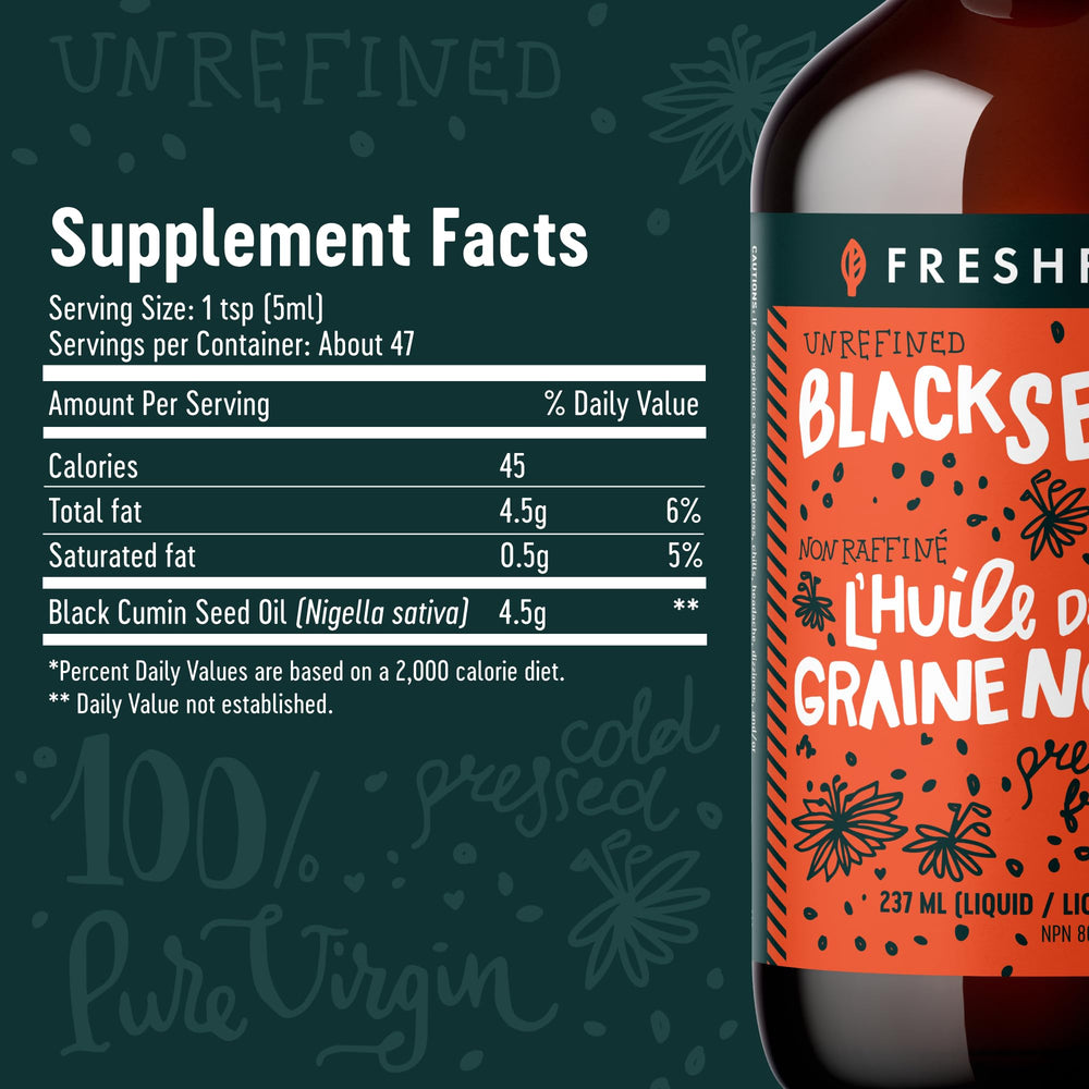 Lab-tested batch label beside Freshfield Black Seed Oil ensures consistency.