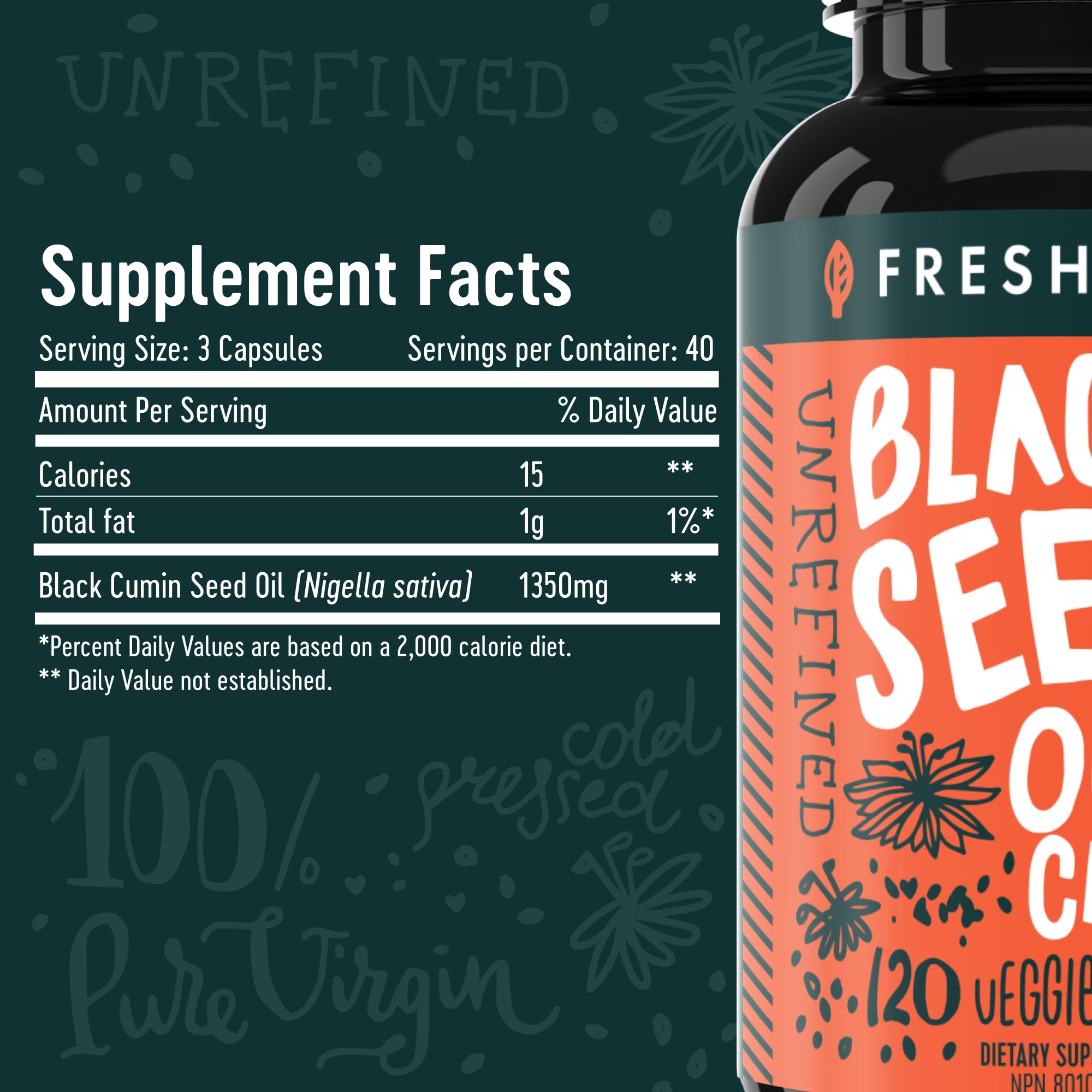 Freshfield black seed oil capsules daily-use scene suggests easy daily wellness routine.