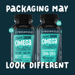 Freshfield high-DHA per capsule claim showcased on bottle label
