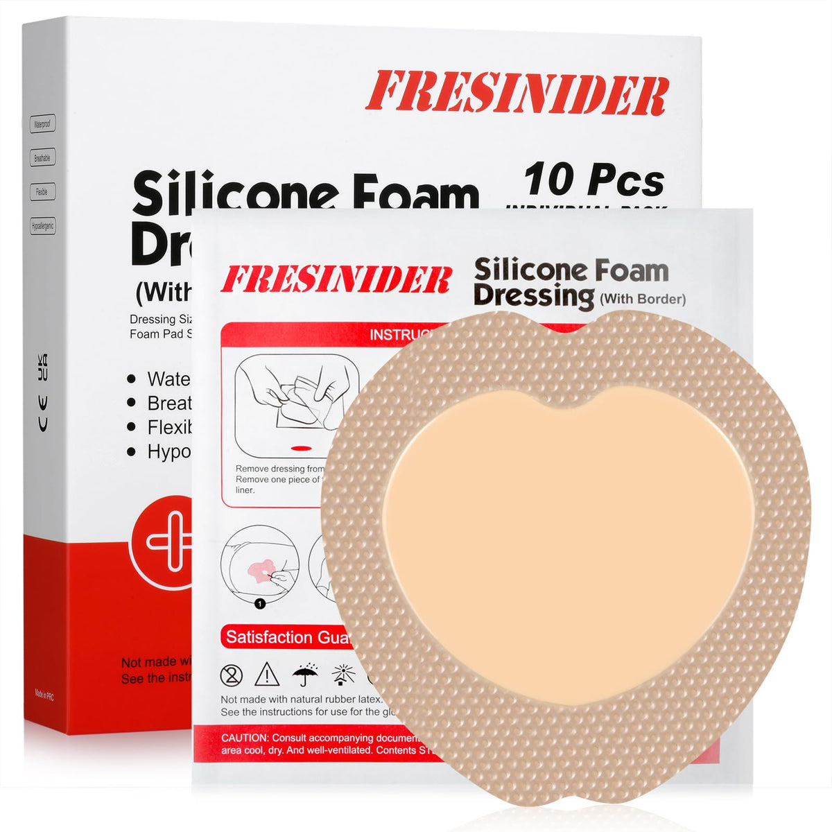FRESINIDER 7x7 sacral foam dressing pack of 10 for reliable wound care.