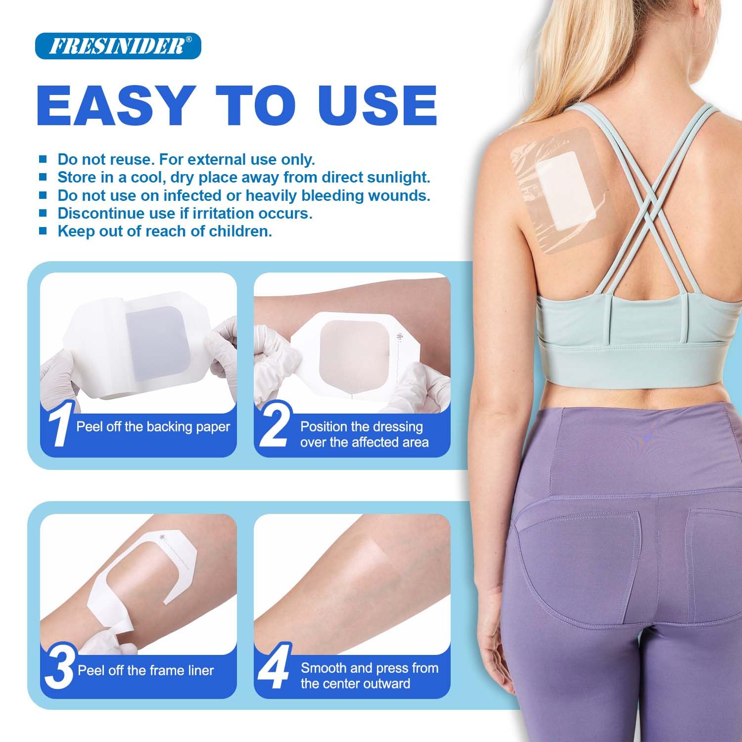 FRESINIDER dressing worn in the shower demonstrating waterproof protection.