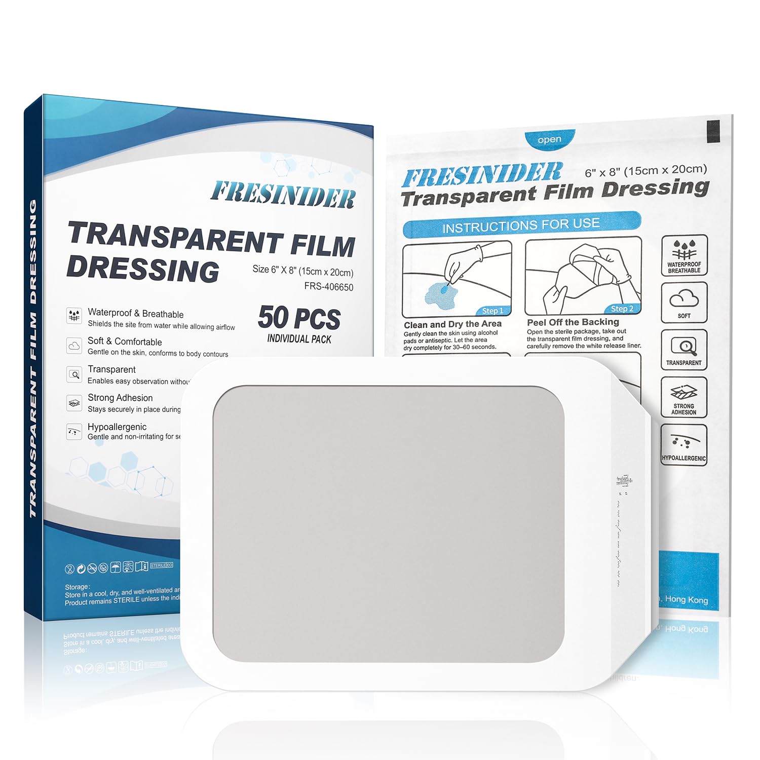 FRESINIDER transparent film dressing in main view for waterproof wound protection
