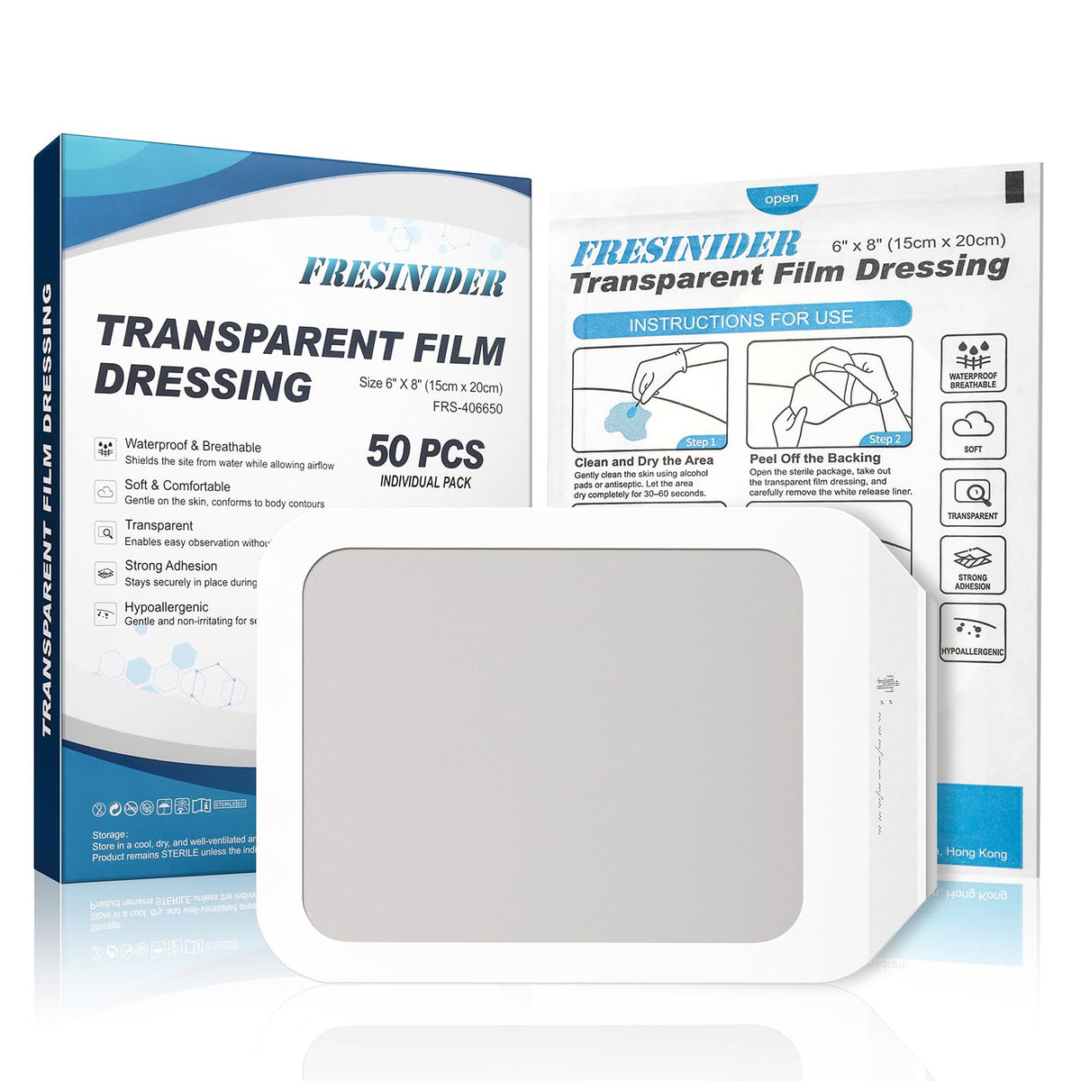 FRESINIDER transparent film dressing in main view for waterproof wound protection
