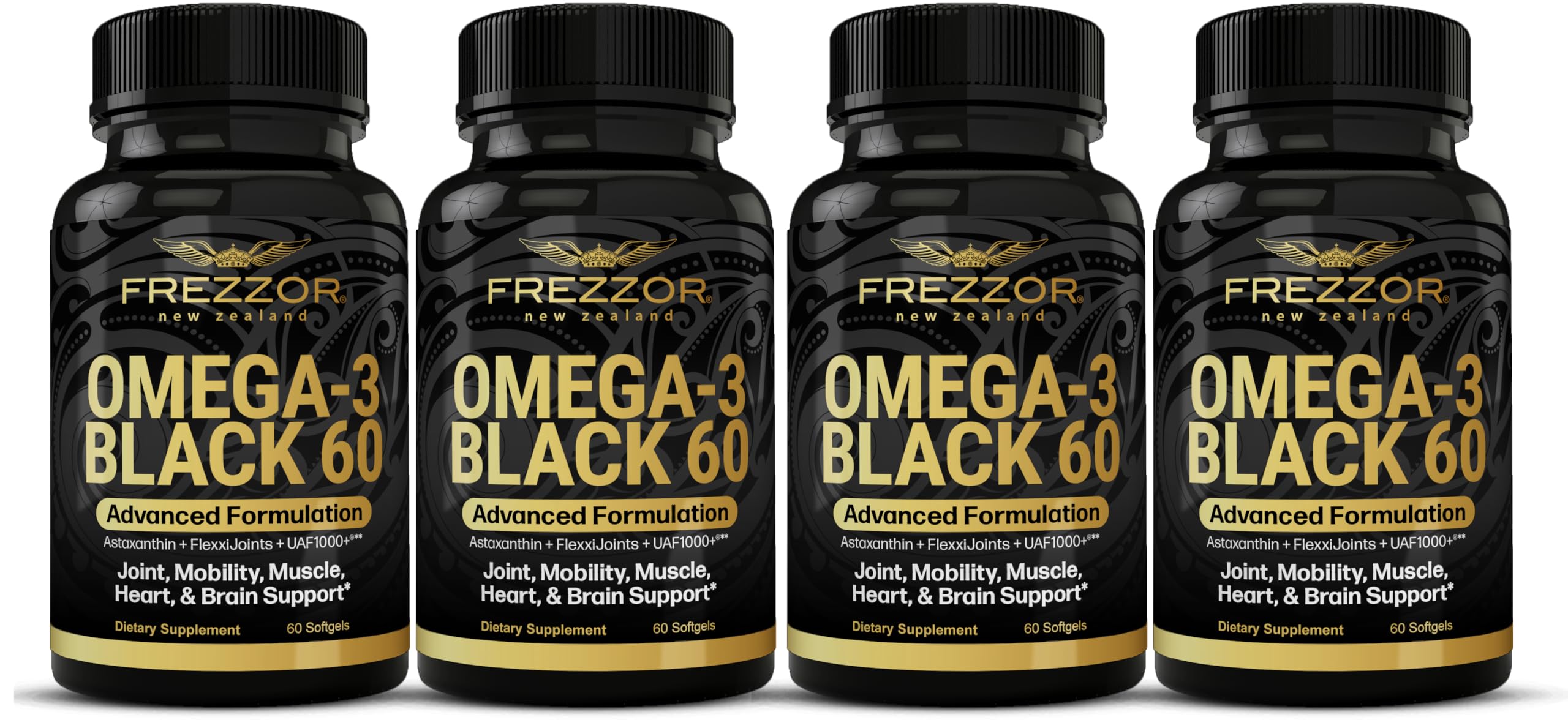 FREZZOR Omega-3 Black capsule closeup for joint support and mobility