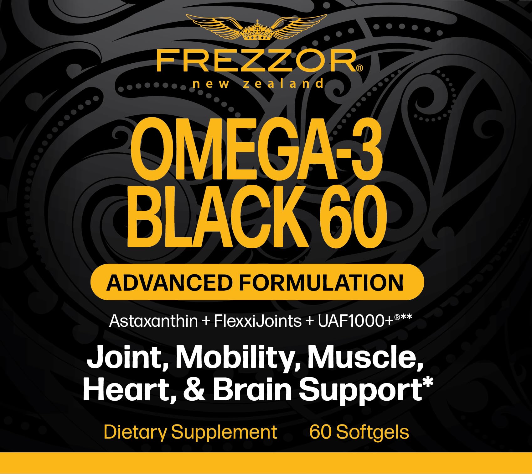 FREZZOR Omega-3 Black pack of 2 highlights value and two-month supply.