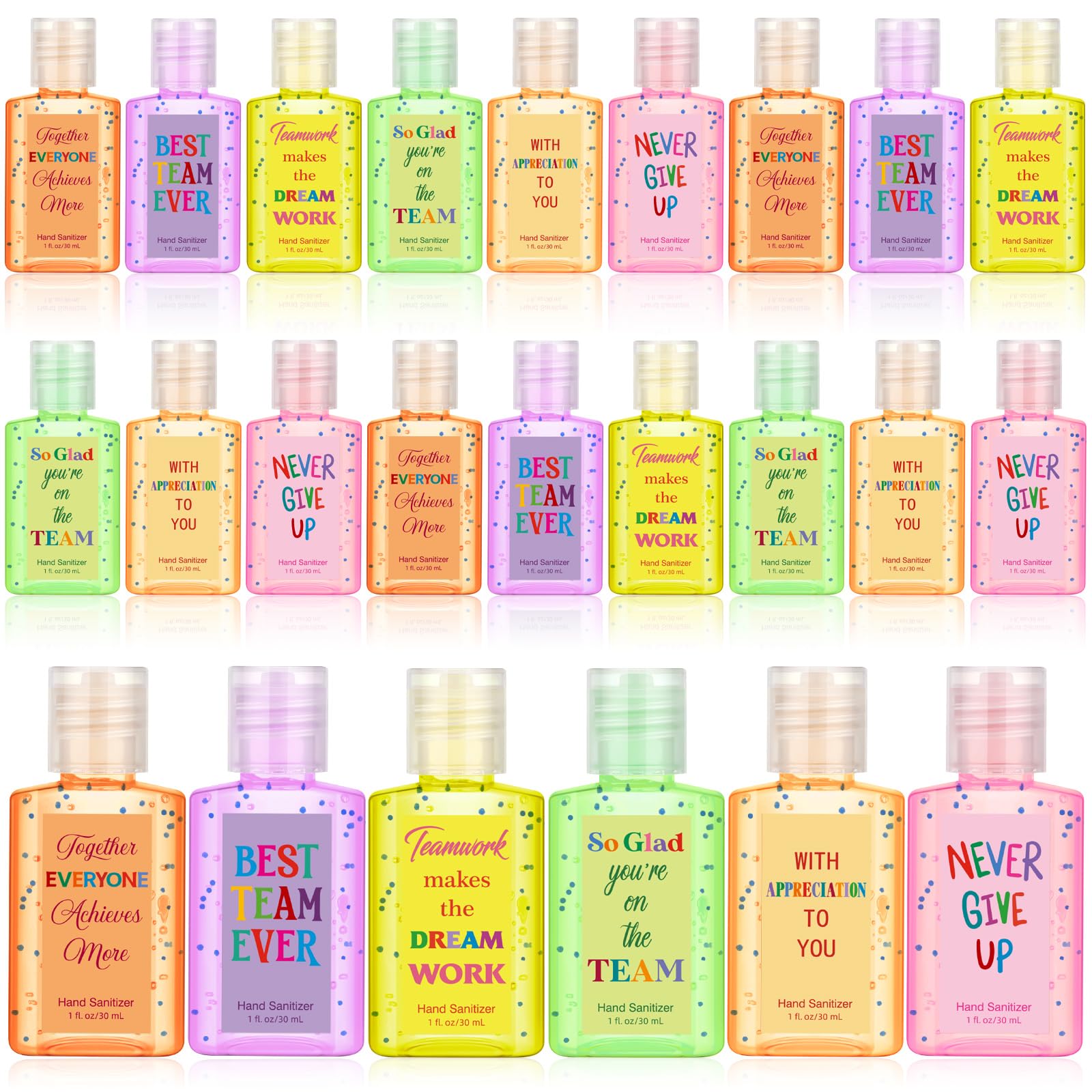 Frienda 24 pack bulk hand sanitizers in colorful assortment