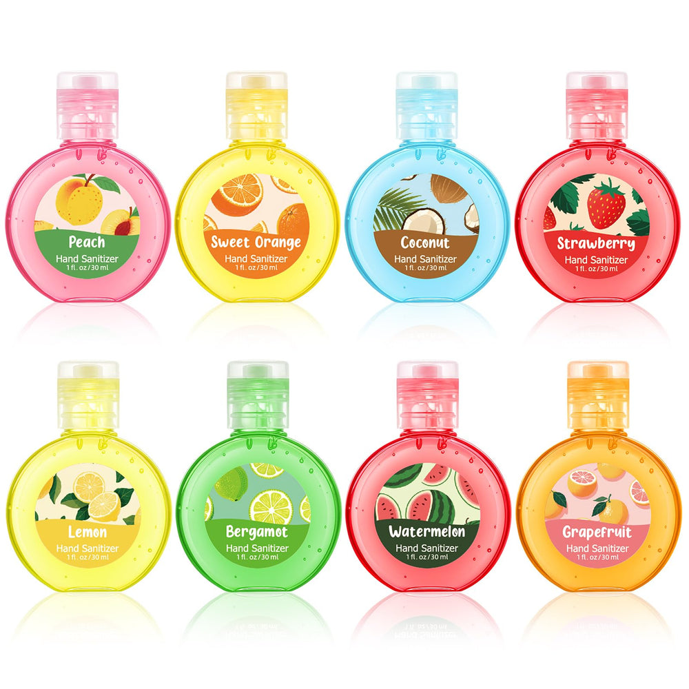 Frienda 24-pack hand sanitizer bottles close-up, compact 30 ml travel size.