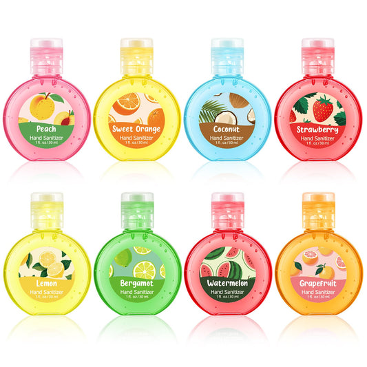 Frienda 24-pack hand sanitizer bottles close-up, compact 30 ml travel size.