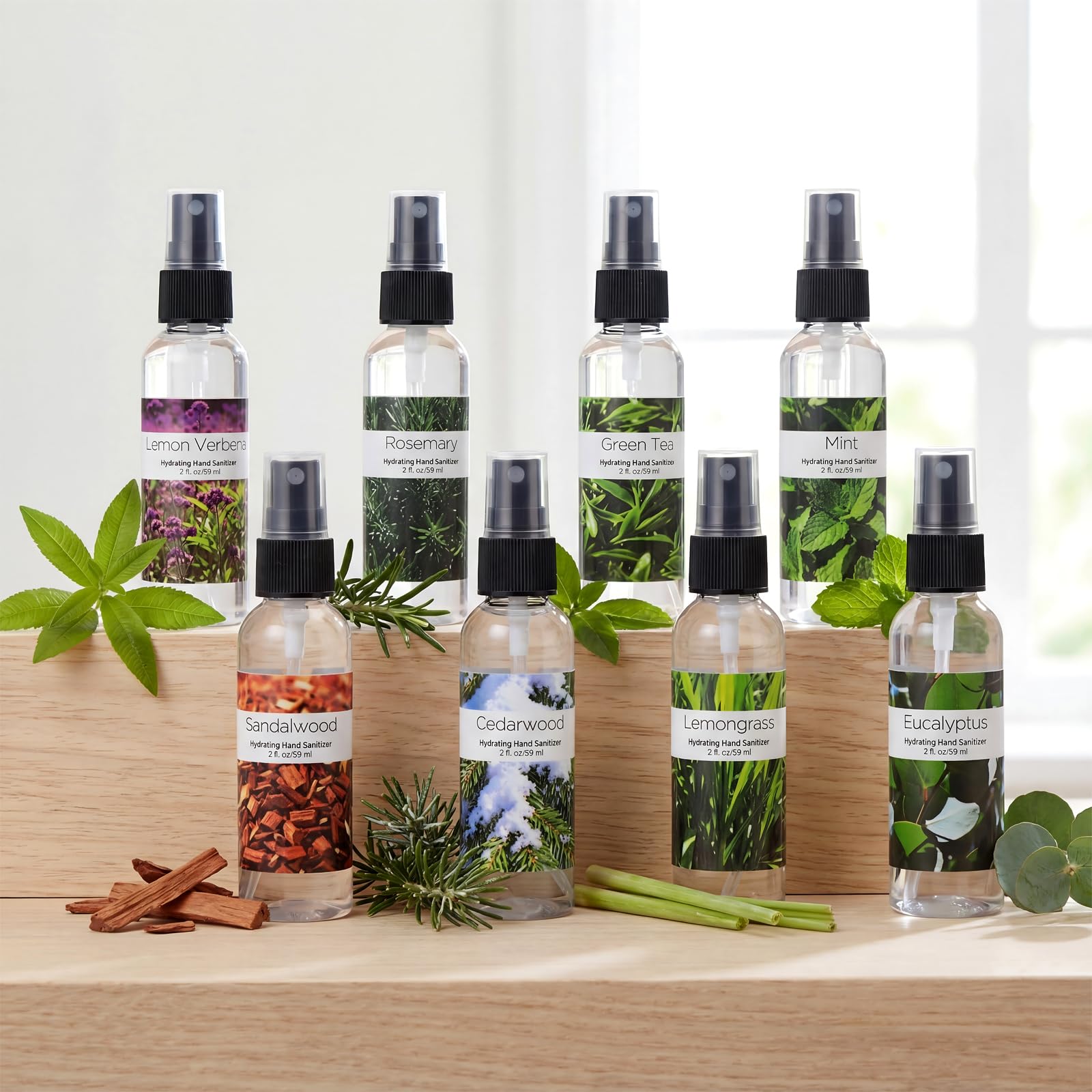 Frienda two-ounce travel-size sanitizer spray bottles for on-the-go protection.